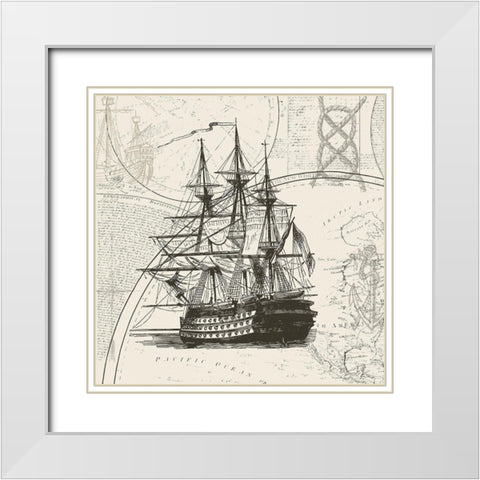 Anchors Away I White Modern Wood Framed Art Print with Double Matting by Barnes, Victoria