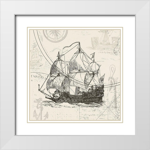 Anchors Away II White Modern Wood Framed Art Print with Double Matting by Barnes, Victoria
