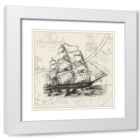 Anchors Away III White Modern Wood Framed Art Print with Double Matting by Barnes, Victoria