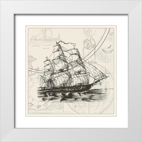 Anchors Away III White Modern Wood Framed Art Print with Double Matting by Barnes, Victoria
