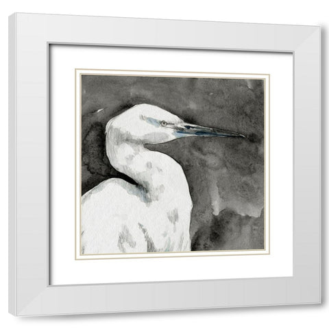 Solemn Egret I White Modern Wood Framed Art Print with Double Matting by Caroline, Emma