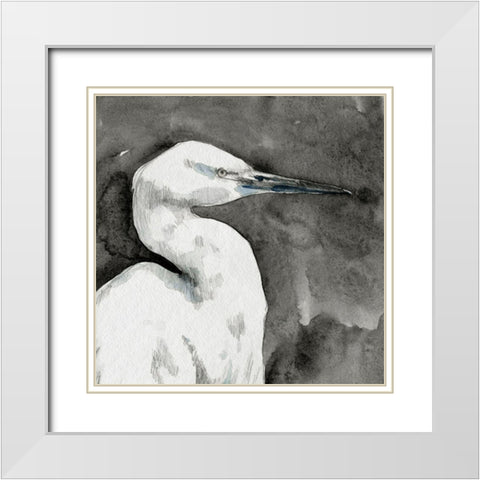 Solemn Egret I White Modern Wood Framed Art Print with Double Matting by Caroline, Emma