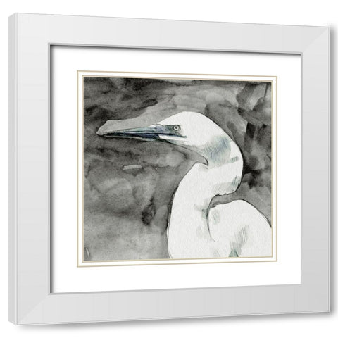 Solemn Egret II White Modern Wood Framed Art Print with Double Matting by Caroline, Emma