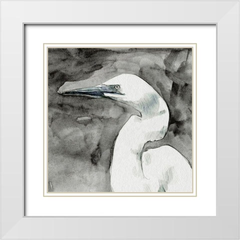 Solemn Egret II White Modern Wood Framed Art Print with Double Matting by Caroline, Emma
