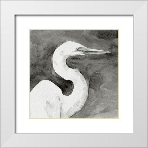 Solemn Egret III White Modern Wood Framed Art Print with Double Matting by Caroline, Emma