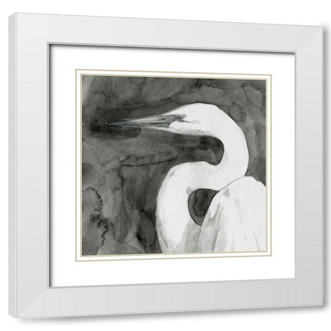 Solemn Egret IV White Modern Wood Framed Art Print with Double Matting by Caroline, Emma