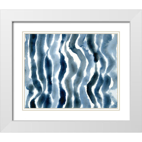 True Blue Wave II White Modern Wood Framed Art Print with Double Matting by Caroline, Emma