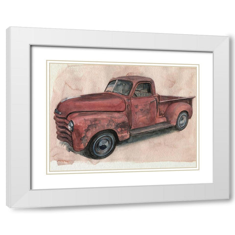 Antique Pickup I White Modern Wood Framed Art Print with Double Matting by Parker, Jennifer Paxton