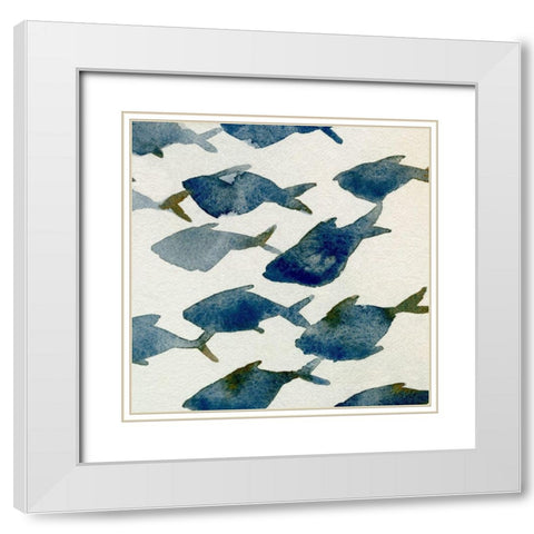 Fish Friends I White Modern Wood Framed Art Print with Double Matting by Caroline, Emma