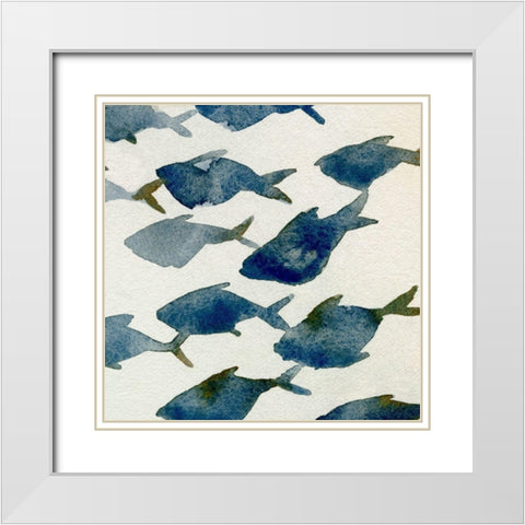 Fish Friends I White Modern Wood Framed Art Print with Double Matting by Caroline, Emma
