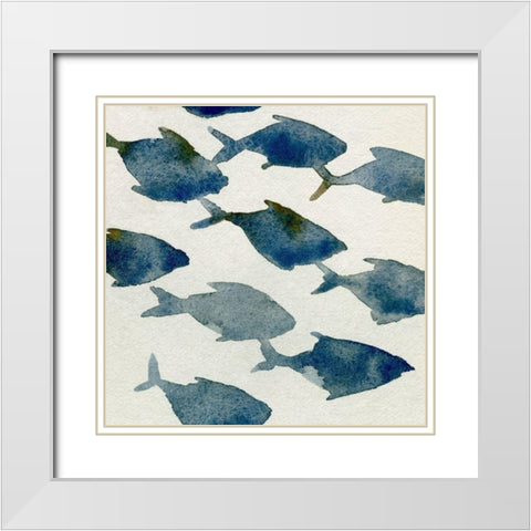 Fish Friends II White Modern Wood Framed Art Print with Double Matting by Caroline, Emma