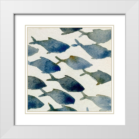 Fish Friends IV White Modern Wood Framed Art Print with Double Matting by Caroline, Emma
