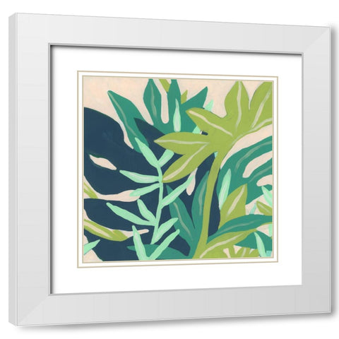 Island Fronds II White Modern Wood Framed Art Print with Double Matting by Vess, June Erica