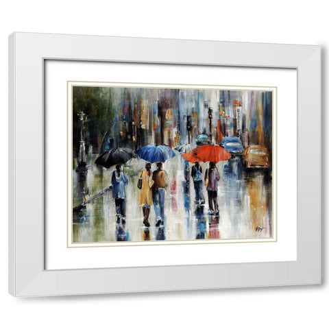 Downtown Downpour White Modern Wood Framed Art Print with Double Matting by Douglass, Farrell
