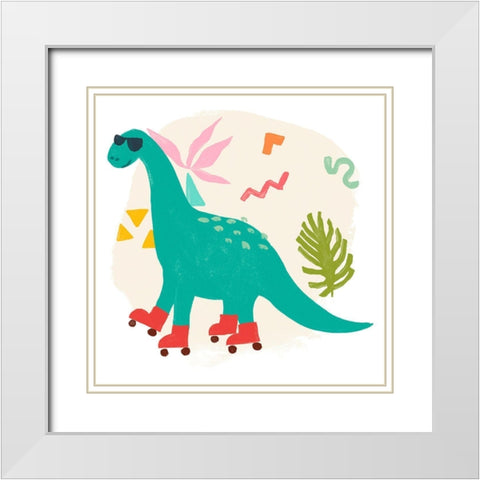 Rollin Dino I White Modern Wood Framed Art Print with Double Matting by Vess, June Erica