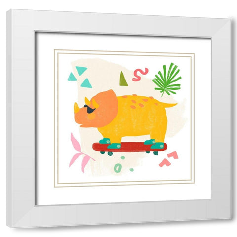 Rollin Dino III White Modern Wood Framed Art Print with Double Matting by Vess, June Erica