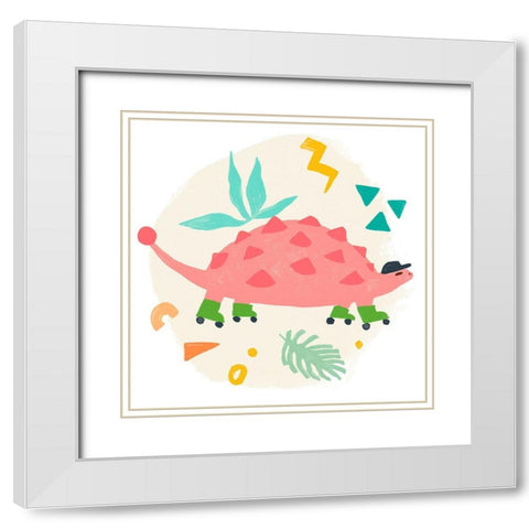Rollin Dino IV White Modern Wood Framed Art Print with Double Matting by Vess, June Erica