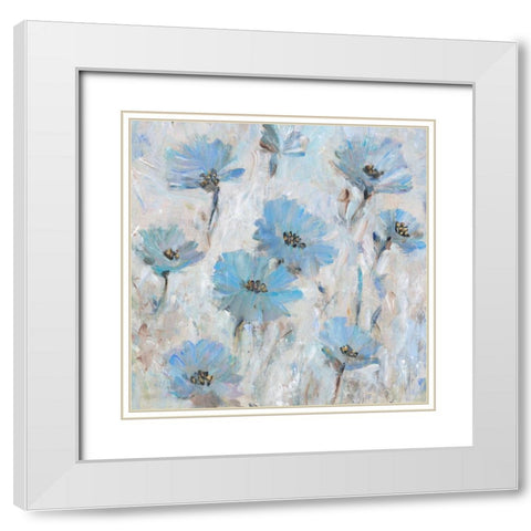 Mix Blue Flowers II White Modern Wood Framed Art Print with Double Matting by OToole, Tim