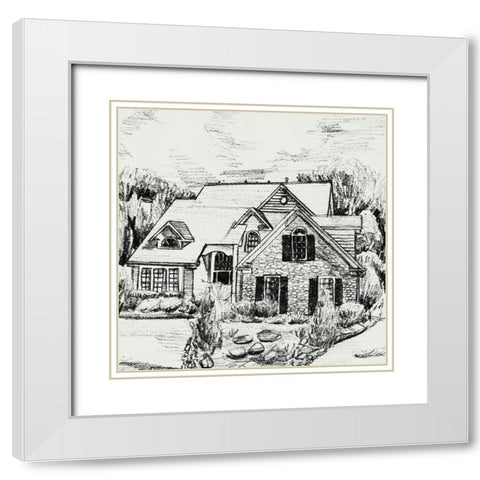 Sweet Home V White Modern Wood Framed Art Print with Double Matting by Wang, Melissa