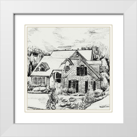 Sweet Home V White Modern Wood Framed Art Print with Double Matting by Wang, Melissa