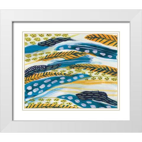 Feathery II White Modern Wood Framed Art Print with Double Matting by Wang, Melissa