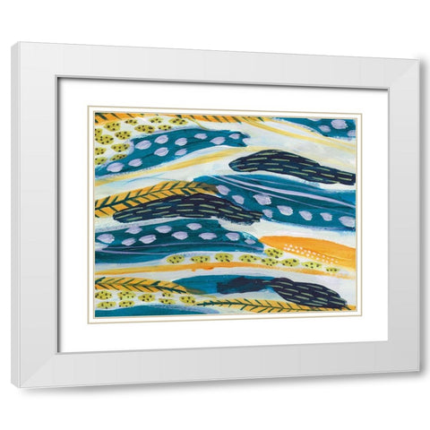 Feathery IV White Modern Wood Framed Art Print with Double Matting by Wang, Melissa