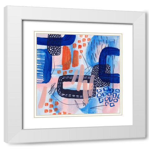 Glowing Space I White Modern Wood Framed Art Print with Double Matting by Wang, Melissa