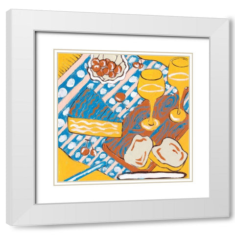 Picnic Day II White Modern Wood Framed Art Print with Double Matting by Wang, Melissa