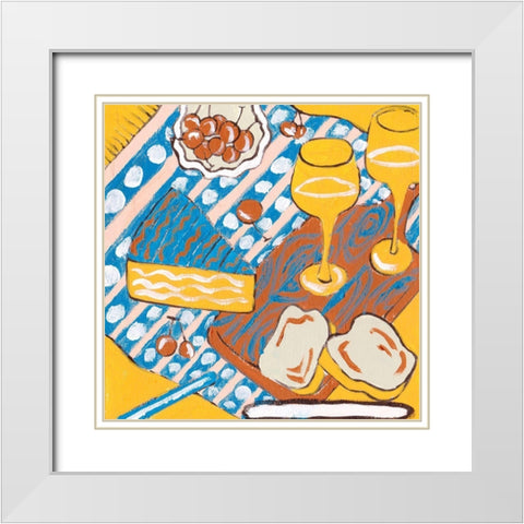 Picnic Day II White Modern Wood Framed Art Print with Double Matting by Wang, Melissa