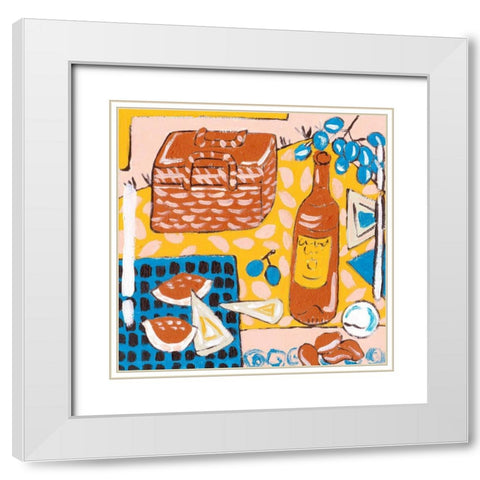 Picnic Day III White Modern Wood Framed Art Print with Double Matting by Wang, Melissa