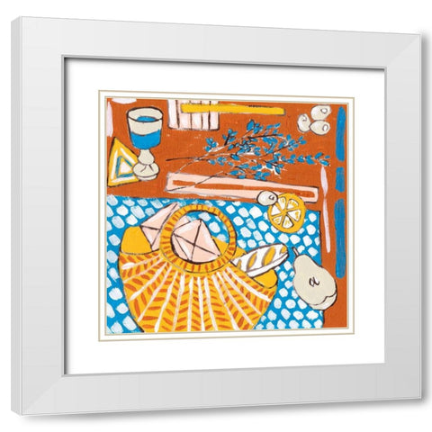 Picnic Day IV White Modern Wood Framed Art Print with Double Matting by Wang, Melissa