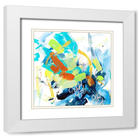 Wave and Bubbles I White Modern Wood Framed Art Print with Double Matting by Wang, Melissa