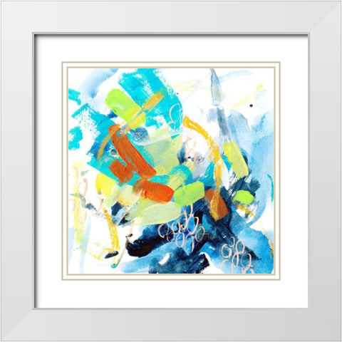 Wave and Bubbles I White Modern Wood Framed Art Print with Double Matting by Wang, Melissa