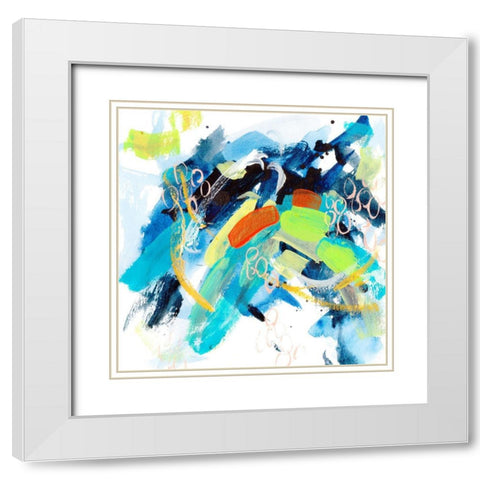 Wave and Bubbles II White Modern Wood Framed Art Print with Double Matting by Wang, Melissa