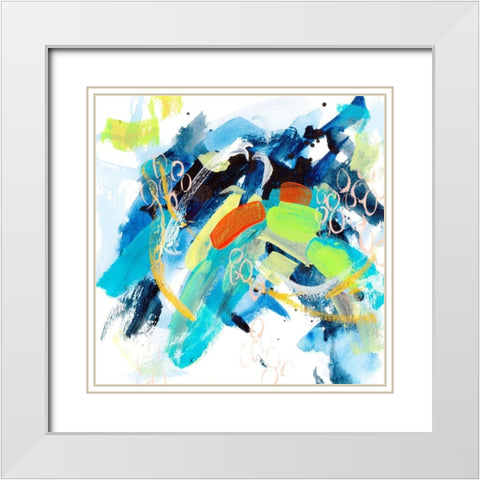 Wave and Bubbles II White Modern Wood Framed Art Print with Double Matting by Wang, Melissa