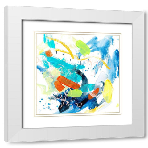 Wave and Bubbles III White Modern Wood Framed Art Print with Double Matting by Wang, Melissa