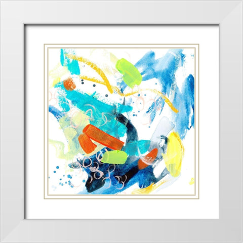 Wave and Bubbles III White Modern Wood Framed Art Print with Double Matting by Wang, Melissa