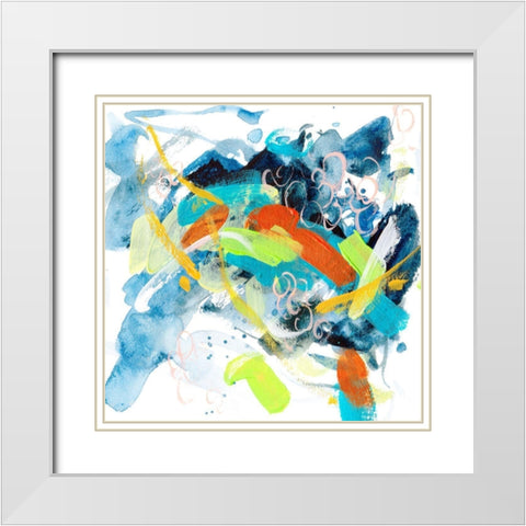 Wave and Bubbles IV White Modern Wood Framed Art Print with Double Matting by Wang, Melissa