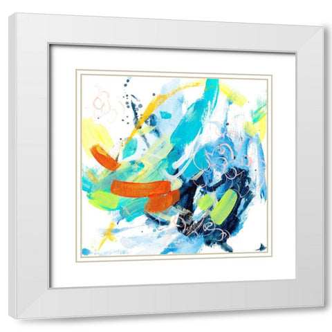 Wave and Bubbles V White Modern Wood Framed Art Print with Double Matting by Wang, Melissa