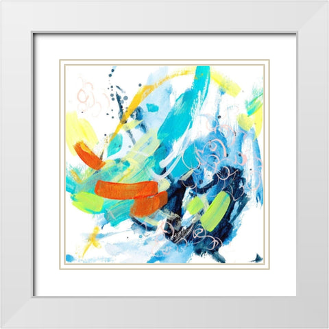 Wave and Bubbles V White Modern Wood Framed Art Print with Double Matting by Wang, Melissa