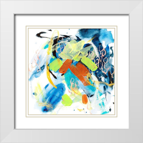 Wave and Bubbles VI White Modern Wood Framed Art Print with Double Matting by Wang, Melissa