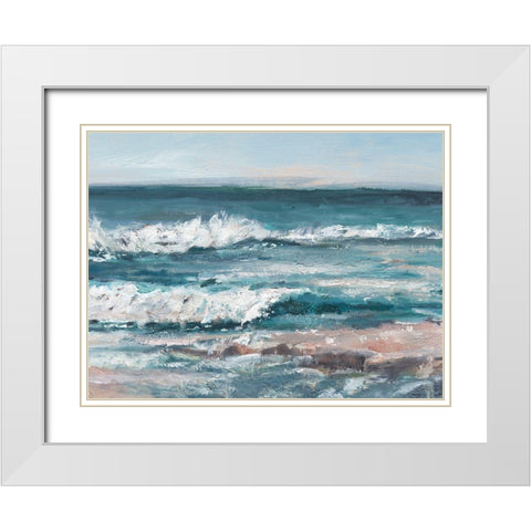 Ocean Breakers I White Modern Wood Framed Art Print with Double Matting by Harper, Ethan