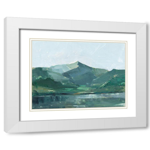 Green Grey Mountains I White Modern Wood Framed Art Print with Double Matting by Harper, Ethan