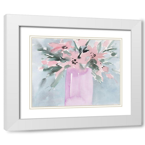 Broken Flowers I White Modern Wood Framed Art Print with Double Matting by Wang, Melissa