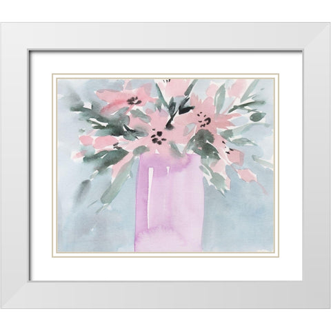 Broken Flowers I White Modern Wood Framed Art Print with Double Matting by Wang, Melissa