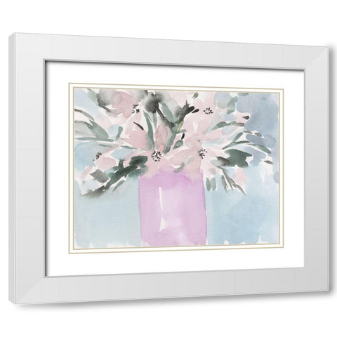 Broken Flowers II White Modern Wood Framed Art Print with Double Matting by Wang, Melissa