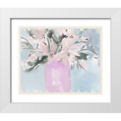 Broken Flowers II White Modern Wood Framed Art Print with Double Matting by Wang, Melissa