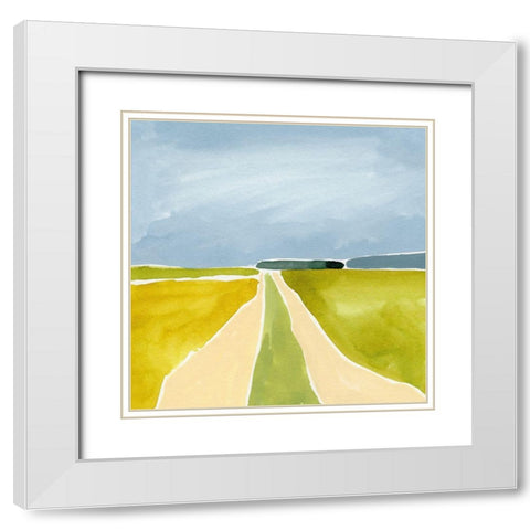 Distant Path I White Modern Wood Framed Art Print with Double Matting by Barnes, Victoria