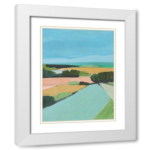 Bright Colored Countryside II White Modern Wood Framed Art Print with Double Matting by Warren, Annie