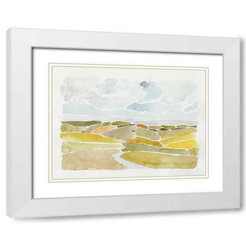 Patchwork Terrain II White Modern Wood Framed Art Print with Double Matting by Barnes, Victoria